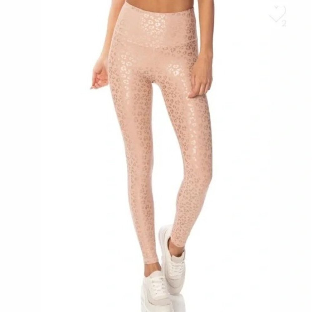 Zyia Women's Gold Leopard Light N Tight Hi-Rise 7/8 Leggings